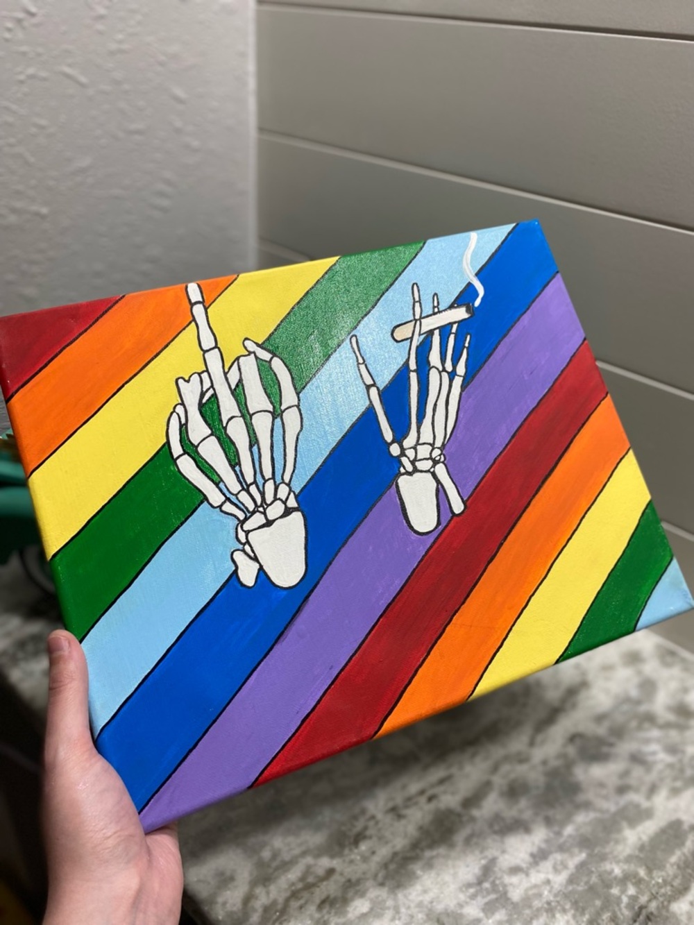 Colorful Skeleton Hand Canvas Art - Picture 5 of 5